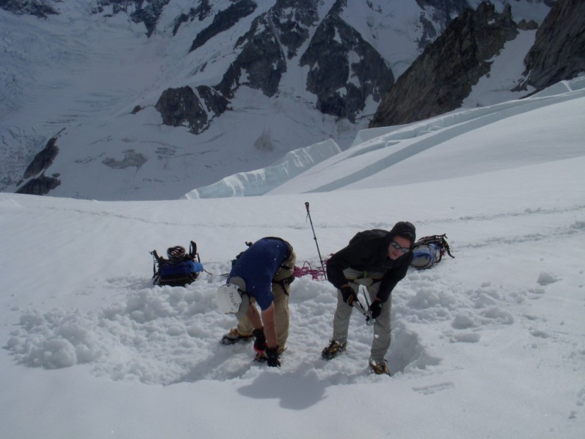 ice axe - ian nicholson and graham mcdowell spending over an hour chopping a...