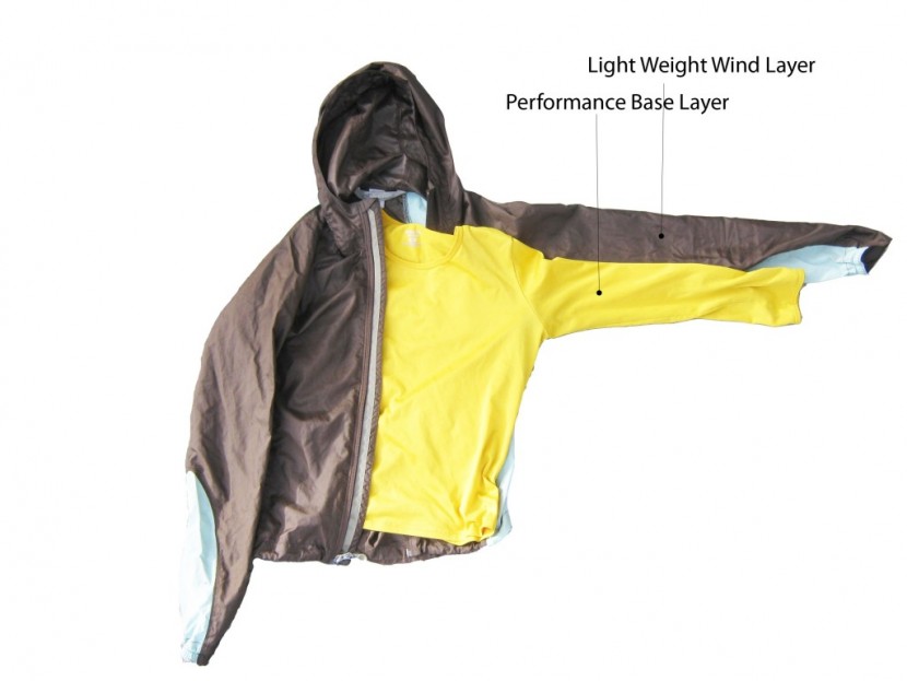 an example of a two-layer system that works well while climbing...