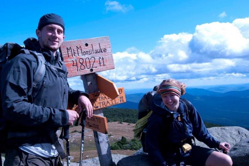 austin palmer and veronica long wearing water-proof, wind-resistant...
