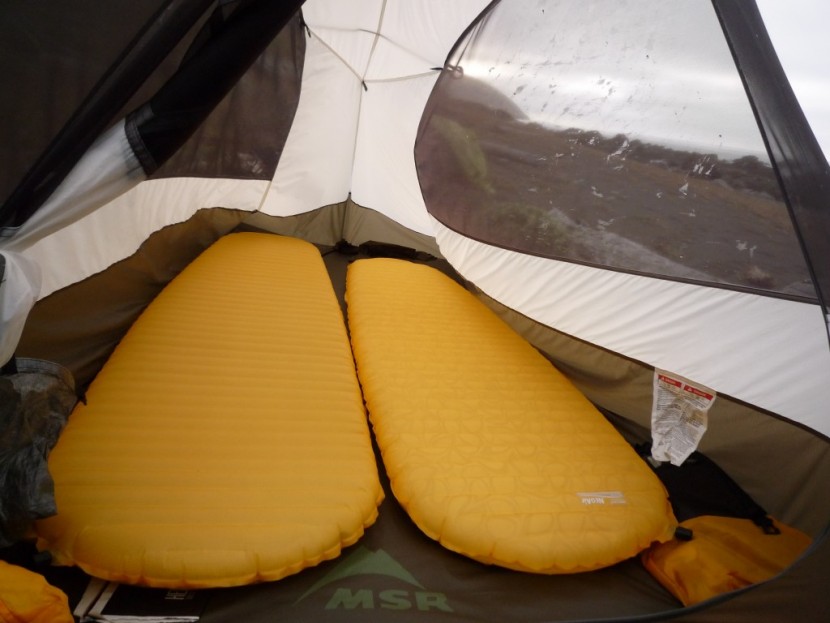 msr nook - comparing the size of the therm-a-rest neoair xlite regular (left)...