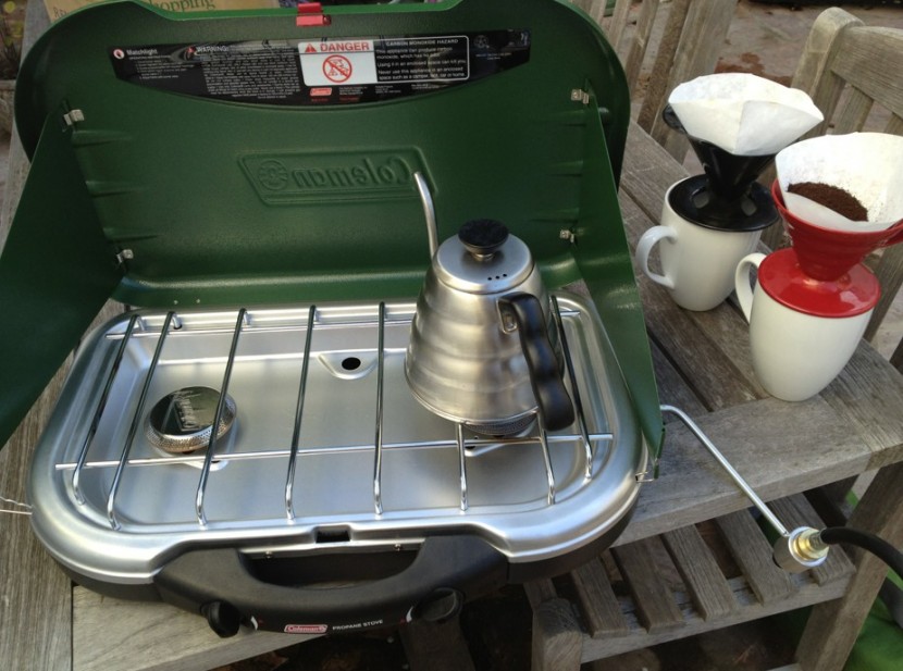 hario v60 plastic dripper - the coleman perfectflow stove with our recommended pour-over coffee...