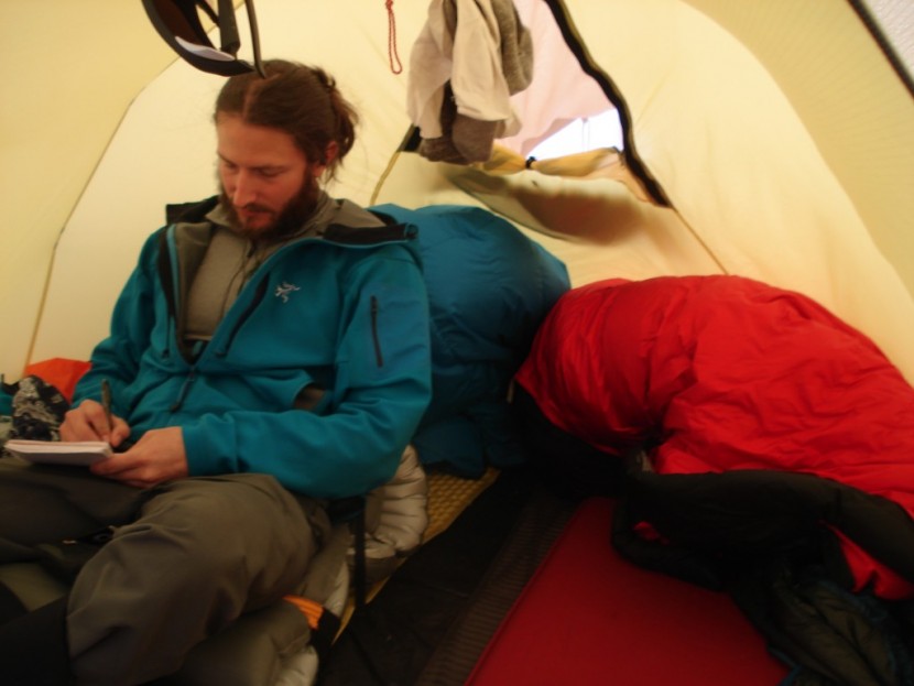 backpacking chair - hanging out on the side of denali (alaska) in the hilleberg nammatj...