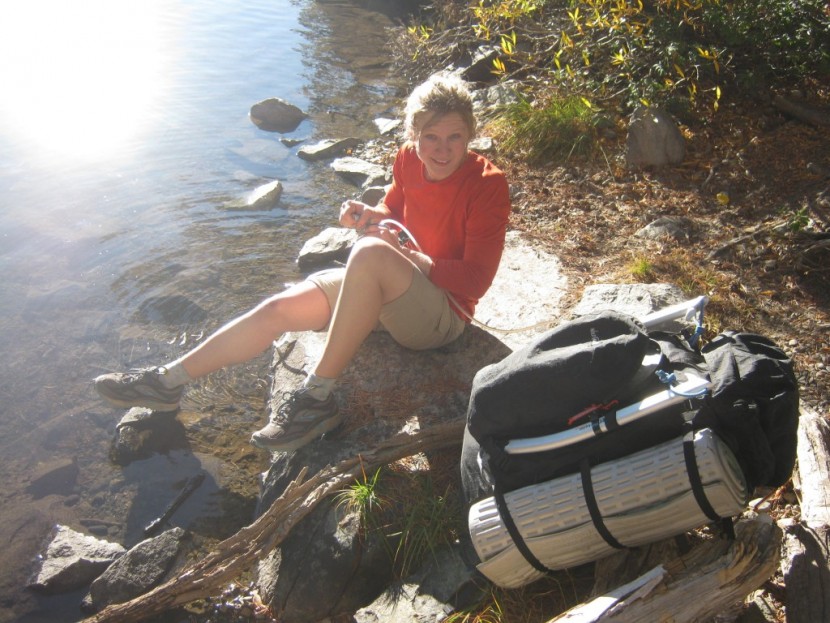 katadyn hiker pro - filtering water with the hiker pro on the approach up to mount...