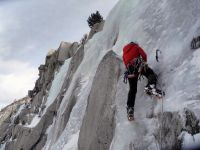 McKenzie Long leading a pitch of ice in the Lowa Mountain Experts...