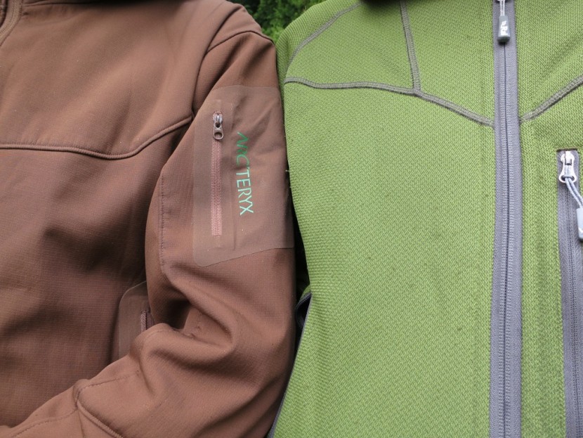 rab logan jacket - the hardface exterior on the arcteryx hyllus hoody (left) does not...