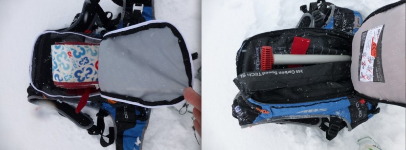 ortovox free rider 24 abs - (right) the snow safety gear pocket of the ortovox free rider 24 abs...