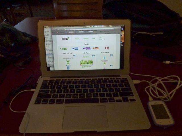 pedometer - high scoring striiv smart, plugged in and synced up with the user&#039;s...