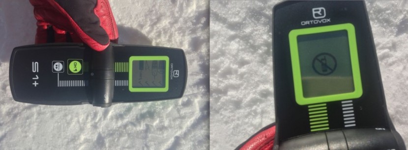 ortovox s1+ - some of the self-checks and boot-up screens while the s1+ turns on.