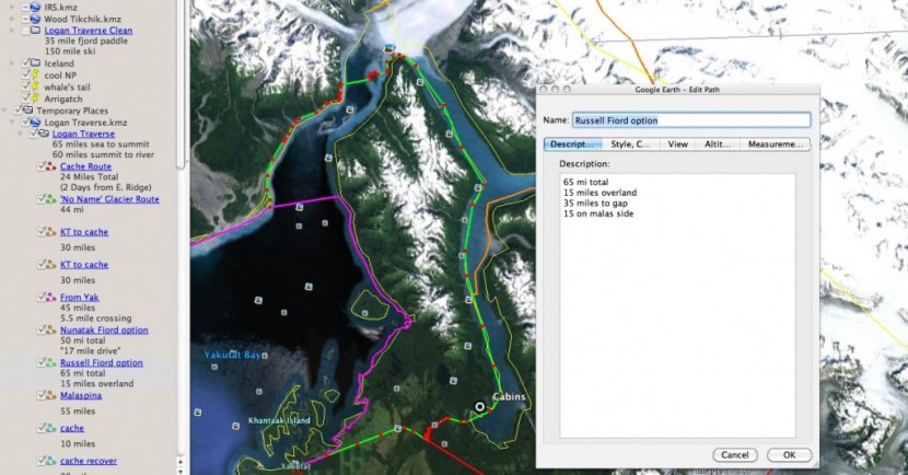 right-click on a path to add notes, see segment length, or change...