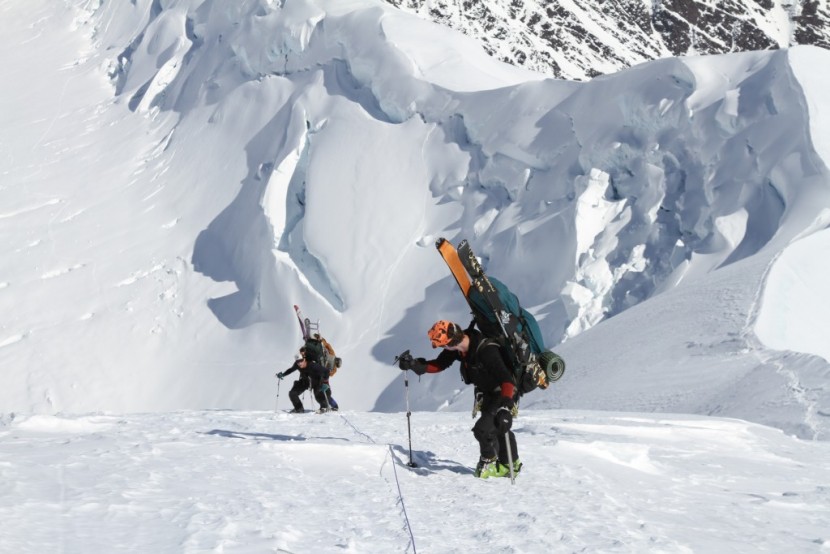 eben sargent and brad marden climbing denali during a 200-mile...