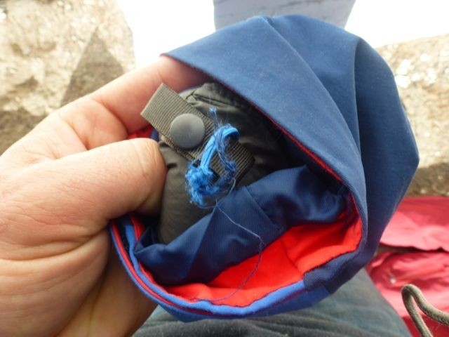 north face vortex triclimate - the frayed blue string was originally attached to the cuff of the...