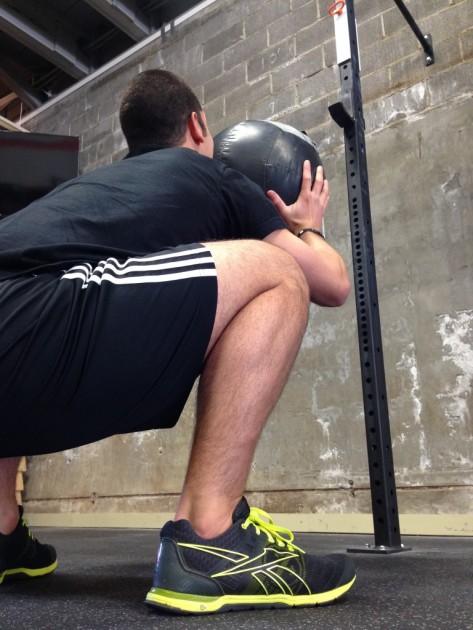 reebok nano speeds - author performing wall balls in reebok nano speed