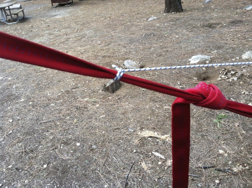 eagles nest outfitters guardian bug net - the friction knot used to attach the bug net to a set-up hammock.