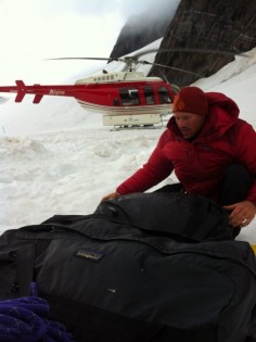 Climbing in the remote Adamant range of British Columbia.