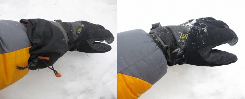 feathered friends volant - the volant&#039;s non-adjustable wrist cuffs go underneath a glove (left)...