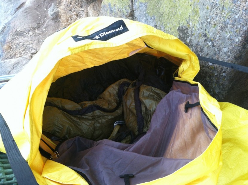 black diamond big wall hooped bivy - the wire hoop pulls the fabric off the face and can help in...