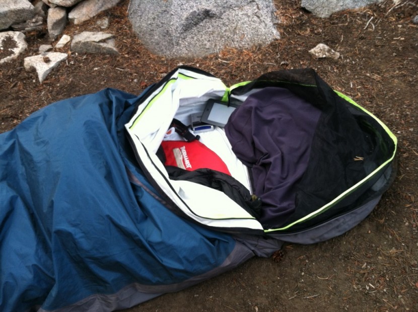 bivy sack - a rope pillow, electronics, and soft shell jacket all easily fit...