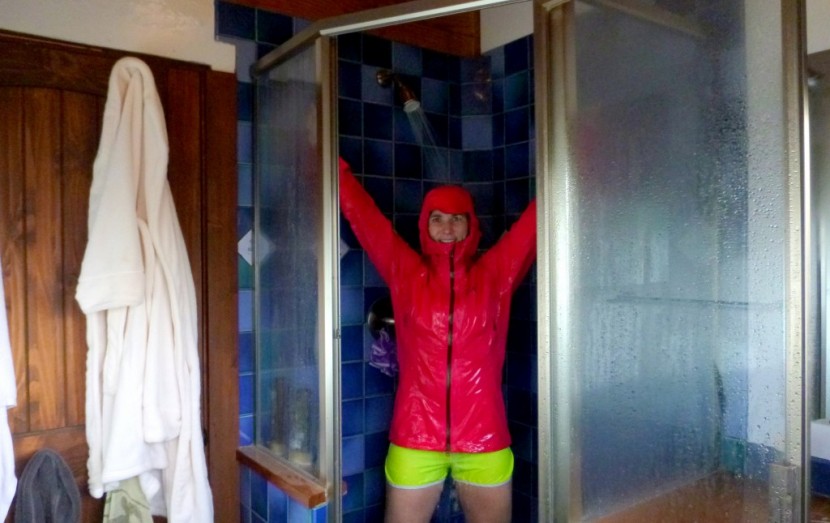 mountain hardwear torsun for women - the torsun going through the shower test. we found that the fabric...