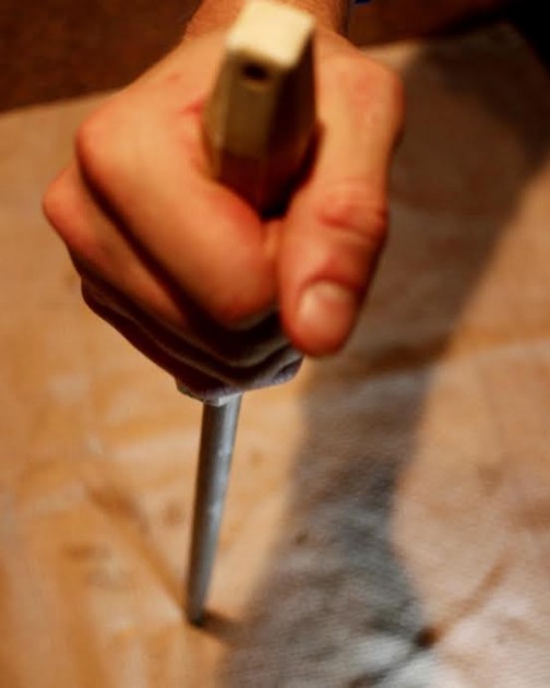 sharpening your blade with a honing rod.