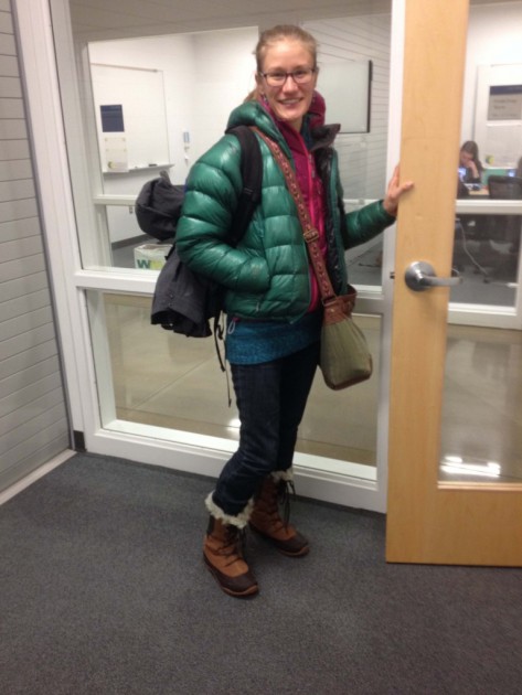 the north face nuptse purna - amanda tests out the nuptse purna during a long day on campus during...