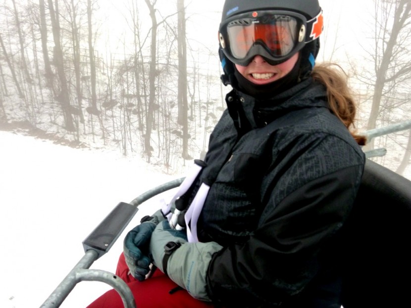 black diamond mercury glove for women - melanie is enjoying the mercury while riding the lifts all day long...
