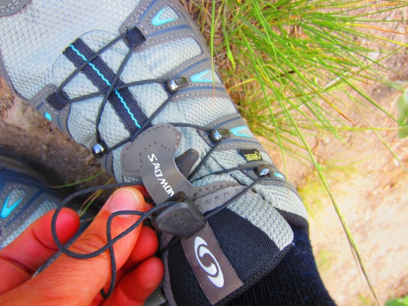 salomon x ultra gtx for women - the lacing system is first pulled tightly for maximum comfort and...