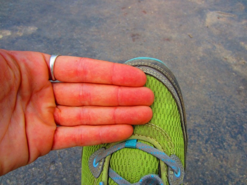 ahnu sugarpine air mesh for women - the space between the lower set of eyelets and the tip of the shoe...