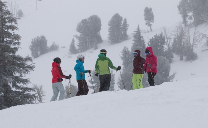 all mountain skis womens - a group of female testers skiing on a storm day. women&#039;s models are...