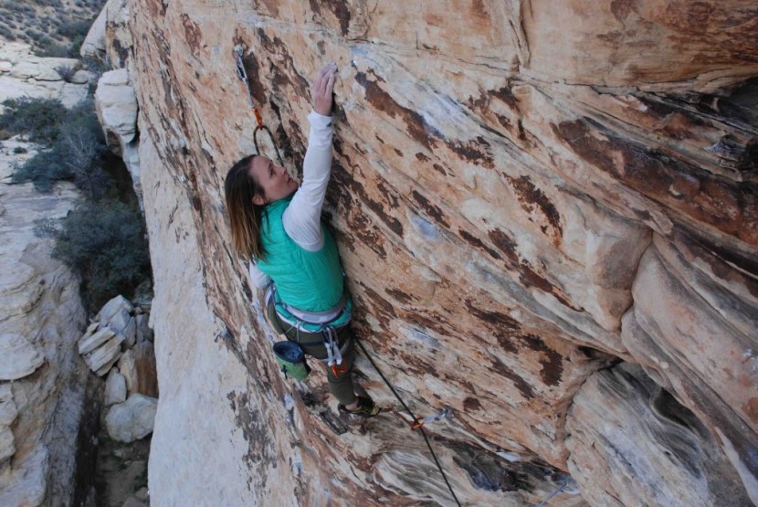 mammut zephira - amga rock guide elaina arenz testing out the zephira harness on some...