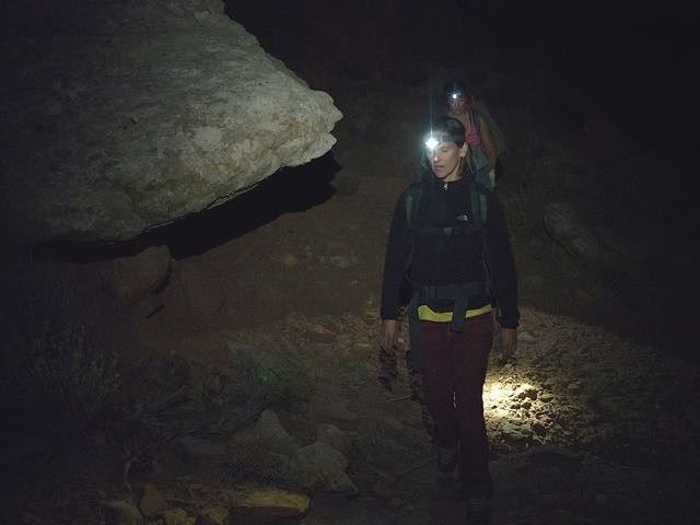 northbound train led - the northbound light in action exiting a rock climbing area in...