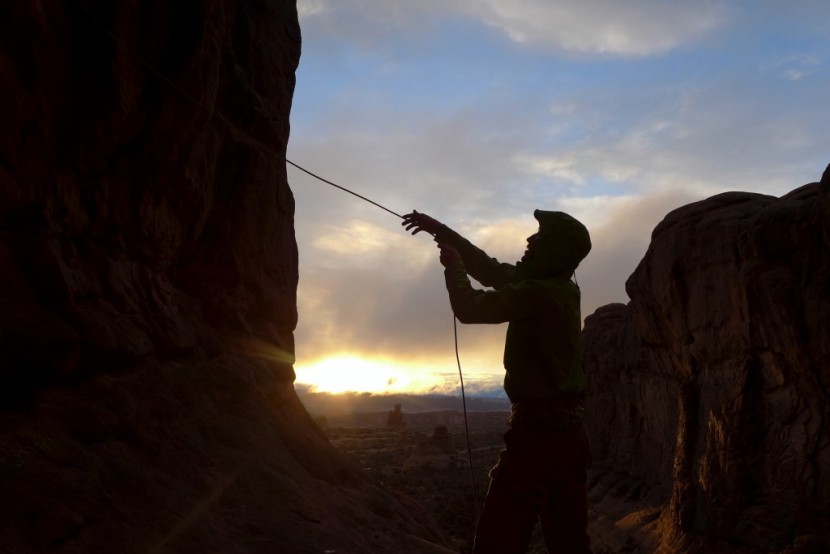 esprit alpine personal escape rope - the aper also works well canyoneering. seen here at sunset in arches...
