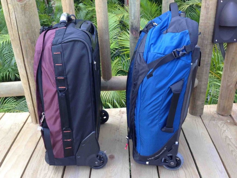 rei wheely beast 22 - the wheely beast (left) is slightly wider than the osprey ozone, and...