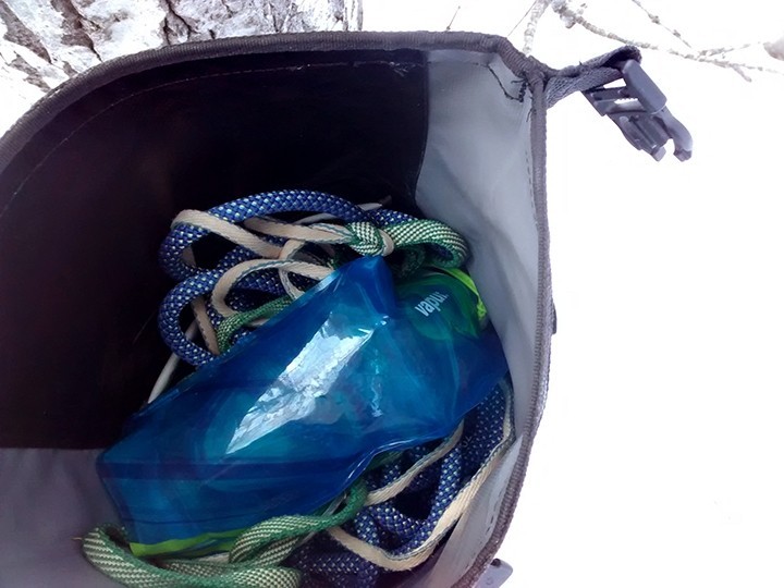 vapur element 1l - stuffing a collapsible bag into a pack is much easier than a bulky...