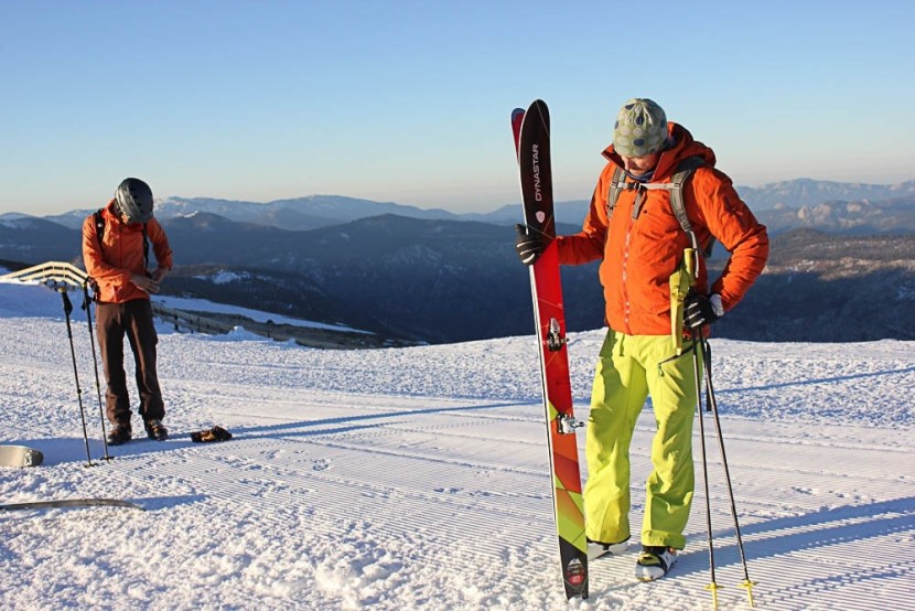 dynastar cham high mountain 107 - dynastar cham high mountain skis on the summit of mammoth mountain...