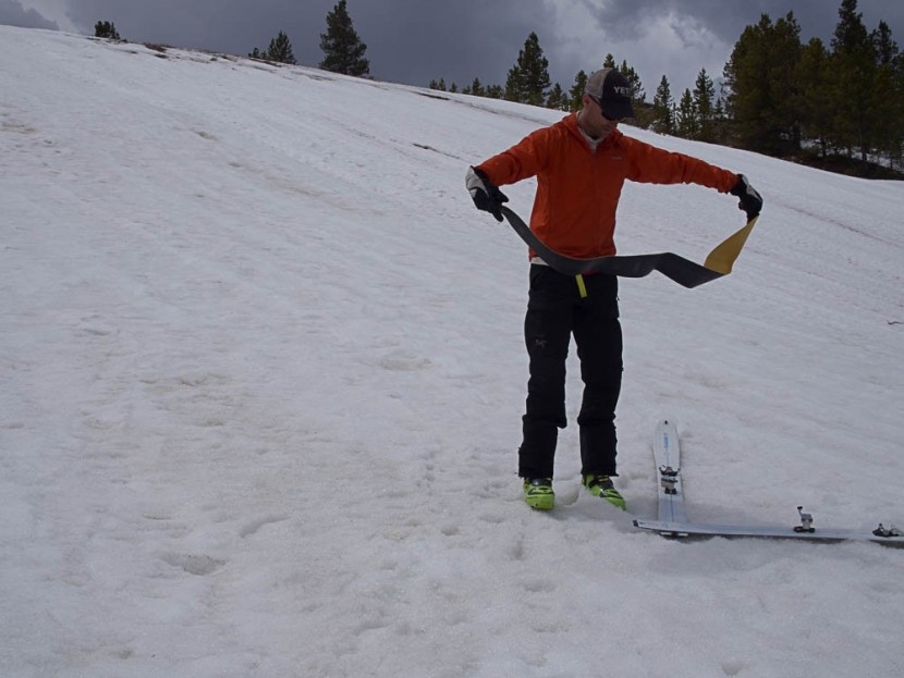 la sportiva ls tour skin - folding the higlide skins for stowage after removing them from the...