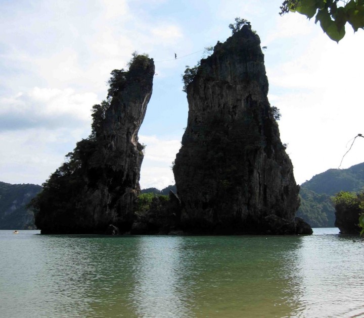 slackline - libby sauter high above the water in thailand. with years of...