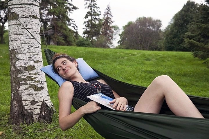 camping pillow - jenna ammerman maximizes the comfort of a hammock by adding the top...