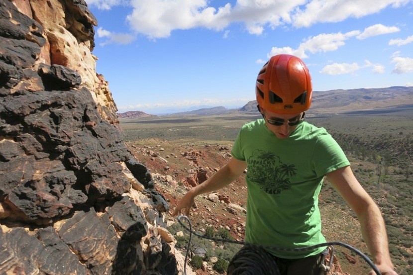 new england alex honnold signature bi-pattern glider - kevin morris flakes the alex honnold glider at a mult-pitch belay in...