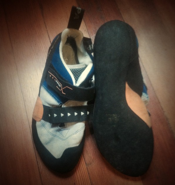 scarpa force v - a flat, rigid sole and velcro that largely stays out of the way in...