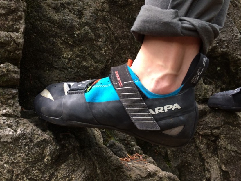 scarpa boostic - the boostic focuses all of the weight of the climber&#039;s body through...