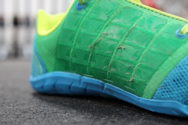 inov-8 bare-xf 210 for women - the friction from the rope was enough to peel back small areas of...