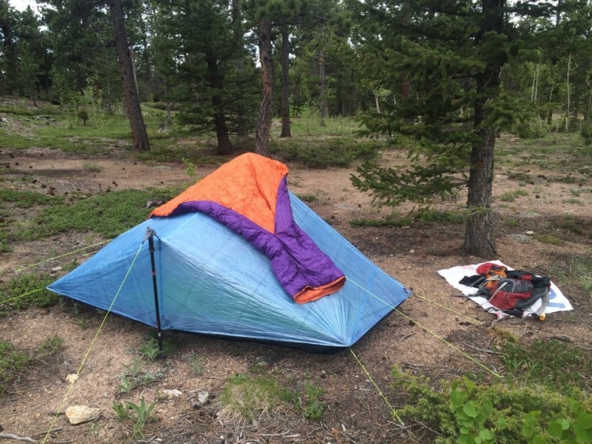 hammock gear burrow 40 - airing out after chilly night in the burrow 40. this model is great...