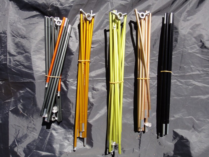 backpacking tent - the poles for (left to right): the copper spur, flycreek, supermega...