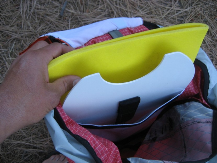 cilogear 45l worksack - the framesheet pocket of the 45l worksack with the removable bivy...