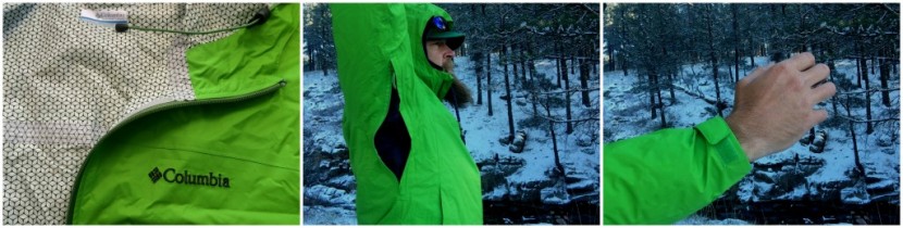 columbia evapouration - 2.5-layer fabric, average size pit zips, and an adjustable cuff...