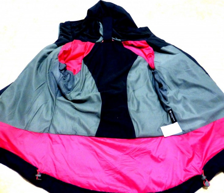 rab strata hoody for women - the internal layout of this jacket: the pink represents a water...
