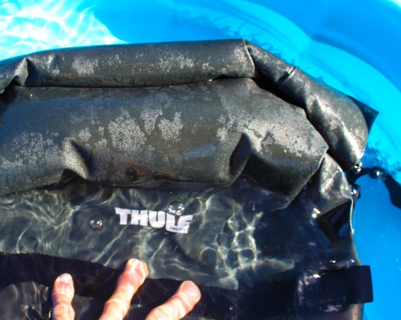 thule pack 'n pedal adventure touring - after dunking, water leaks slightly into this pannier through the...