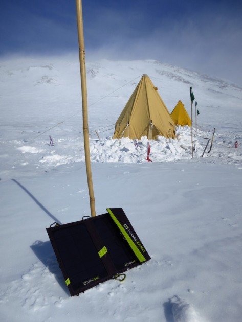 goal zero venture 30 solar recharging kit - testing solar panels on mount erebus, which is the sunniest place on...