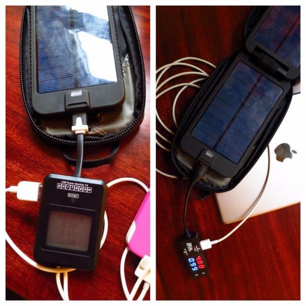 powertraveller solarmonkey adventurer - an iphone pulls 0.53a out of the solarmonkey, while an ipad pulls...