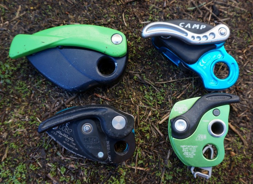 trango cinch - the different lowering handles on the four active assisted locking...